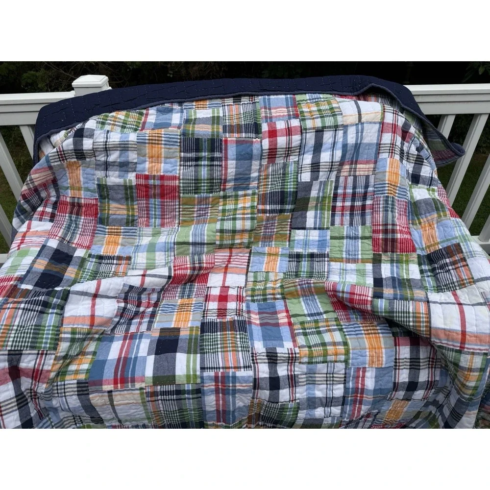 Pottery Barn Kids Madra Plaid Patchwork Rustic Preppy Vibrant Multicolor Quilt